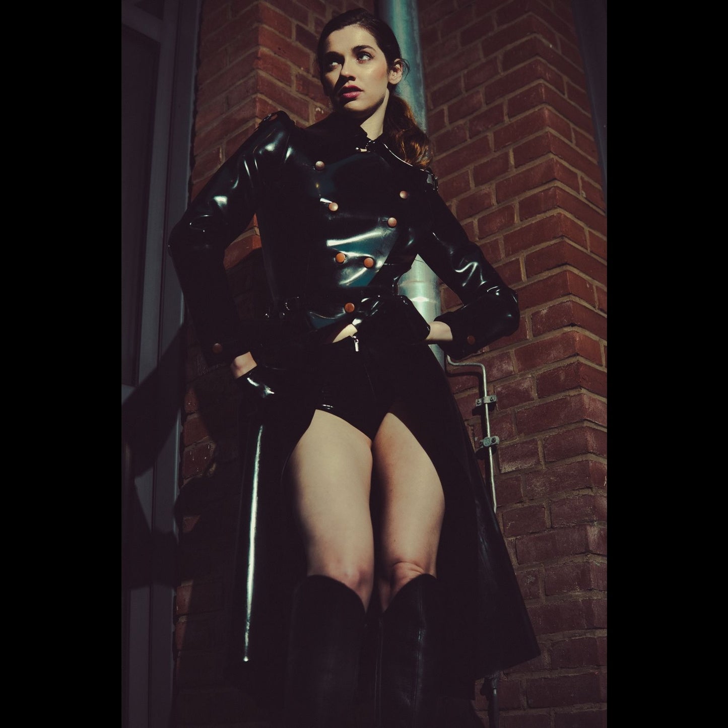 Tailored Riding Coat. Heavy Latex. ( Custom made)