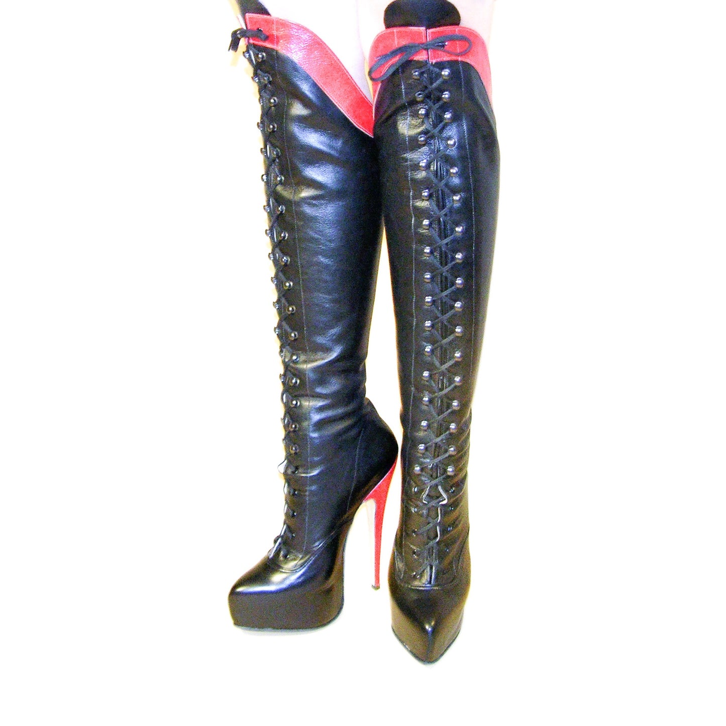 "Hanneka" Calf-Length Stiletto Boots with Platform (Custom Made)