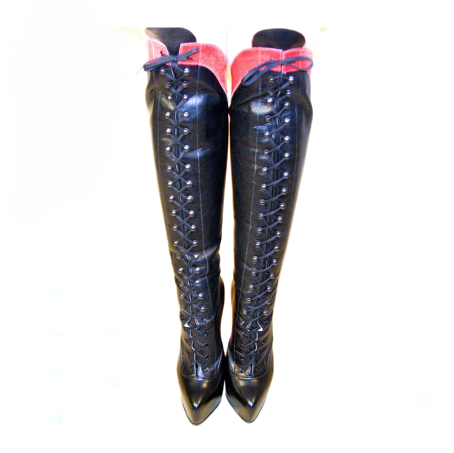 "Hanneka" Calf-Length Stiletto Boots with Platform (Custom Made)