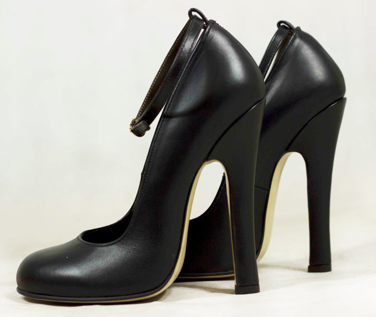 "Bettie" Vintage-Inspired Baby-Doll Platform With Ankle Strap And Thick Stiletto Heel (Custom Made)