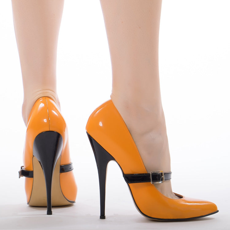 "LWI521" Curvy Court Shoes With Mary Jane Strap (In Stock)