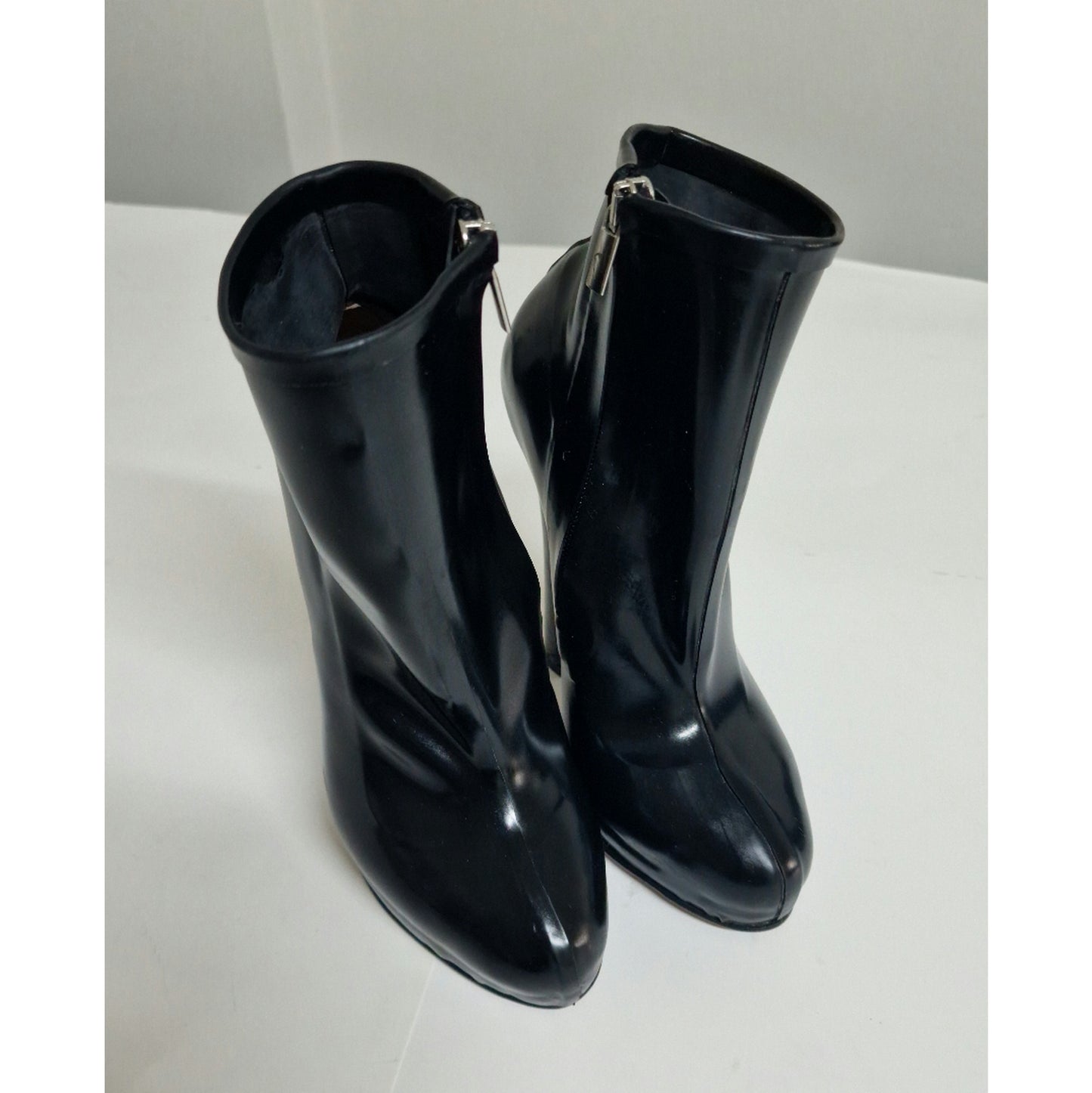 "Lucy" Latex Ankle Boots with Platform. Sample Sale. UK 4.