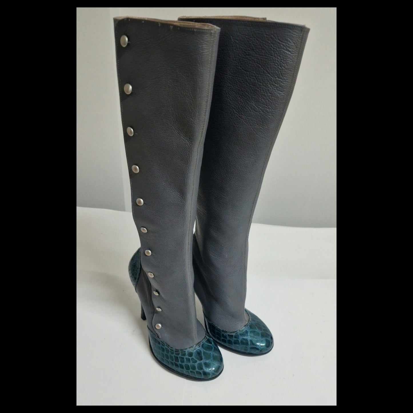 Knee High Stiletto Boot. With buttons. Sample Sale. UK 10.5. EU 44.