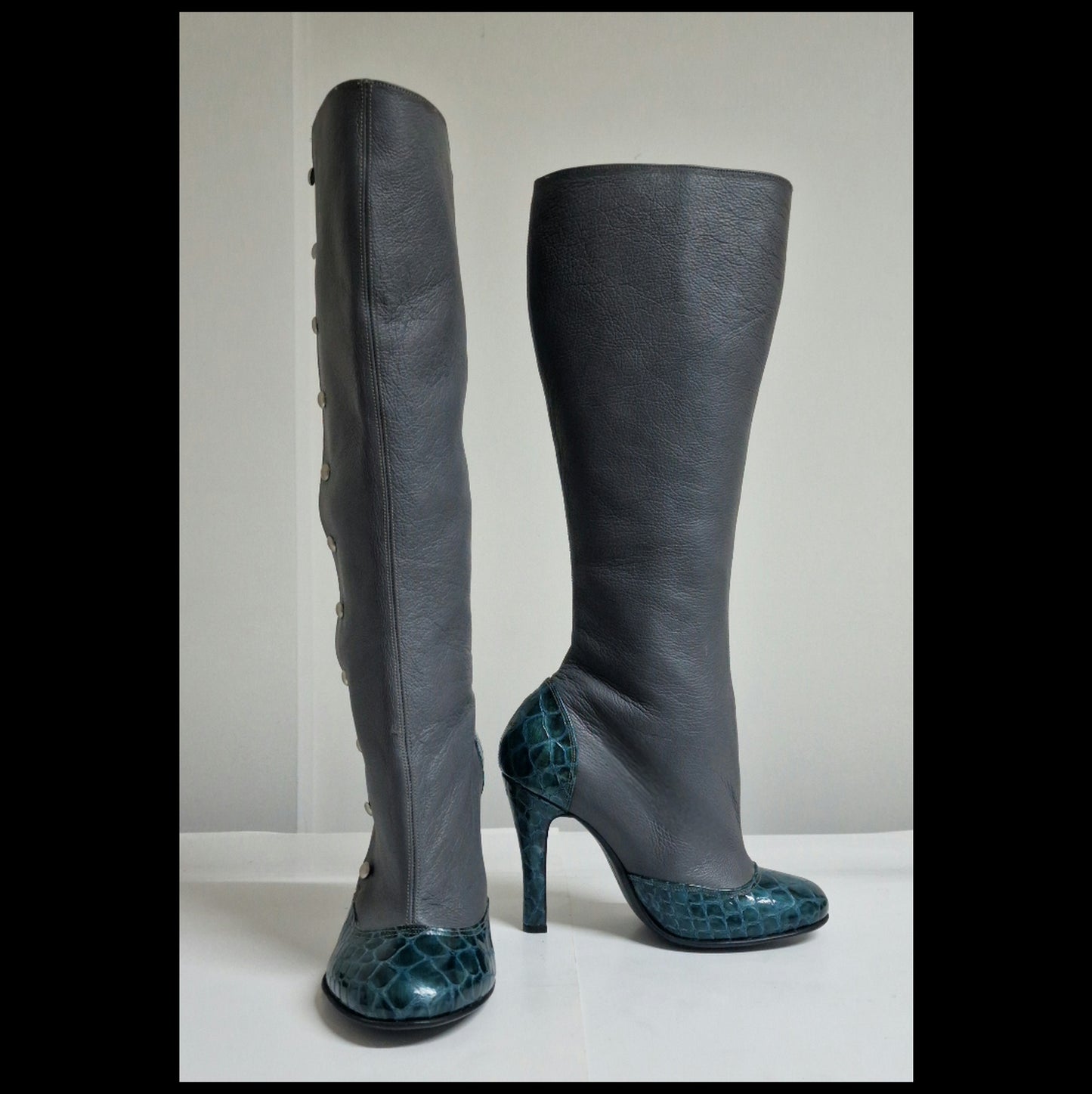 Knee High Stiletto Boot. With buttons. Sample Sale. UK 10.5. EU 44.