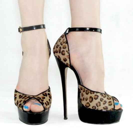 "Leigh" Peep-Toe Stiletto With Platform And Ankle Strap (Custom Made)